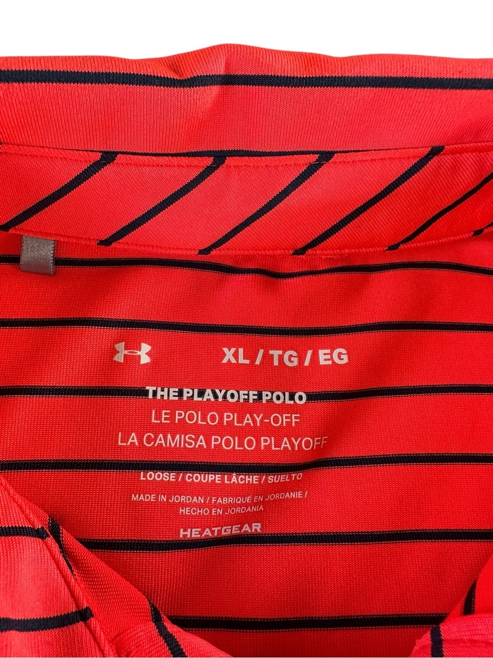 Under Armour Red Polo with Thin Black Stripes Men’s XL - Picture 2 of 9